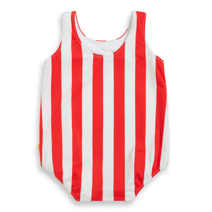Red and White Striped Baby Swimsuit (Rayures de rubis)