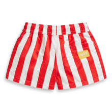 White and Red Boys Swimshorts (Rayures de rubis)