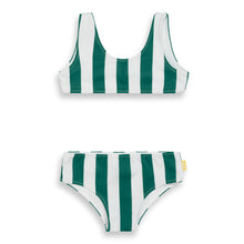 Green and White Girls Striped Bikini (Rayures d'émeraude)
