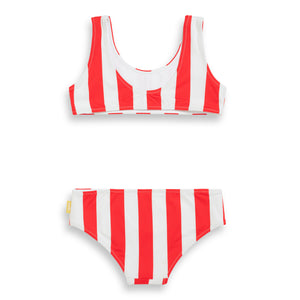 Red and White Girls Striped Bikini (Rayures de rubis)